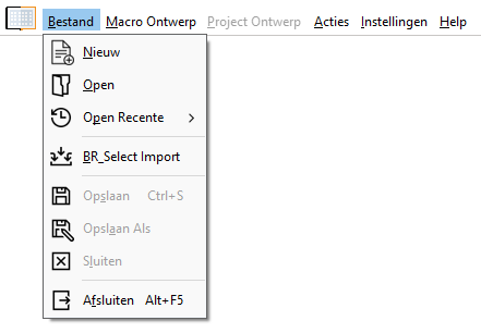 bestand menu bestand menu