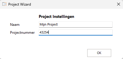project wizard dialoog project wizard dialoog