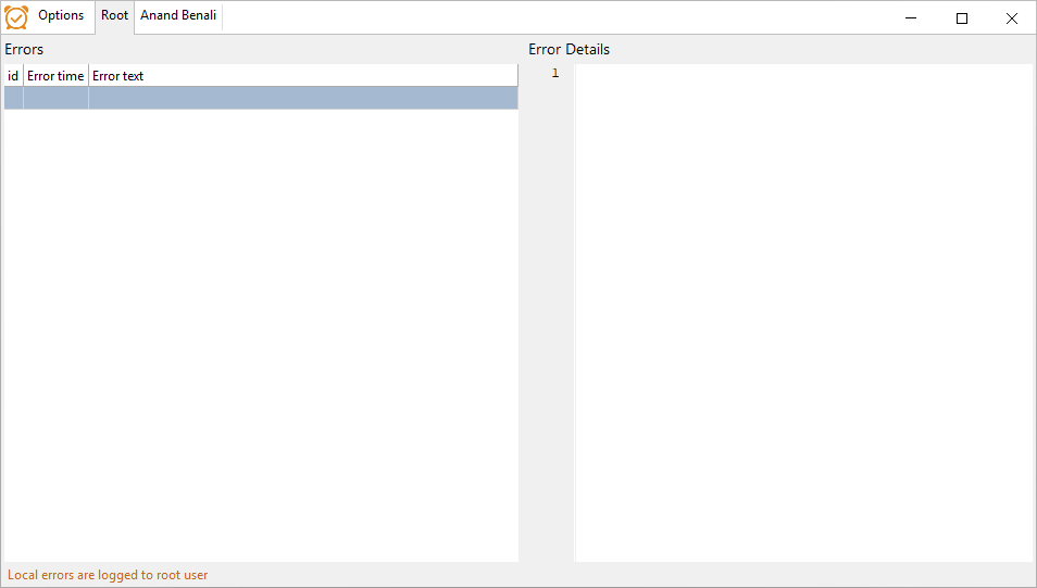 error logs backend actief andere gebruiker