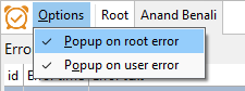 error logs options