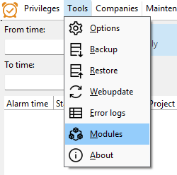 tools->modules