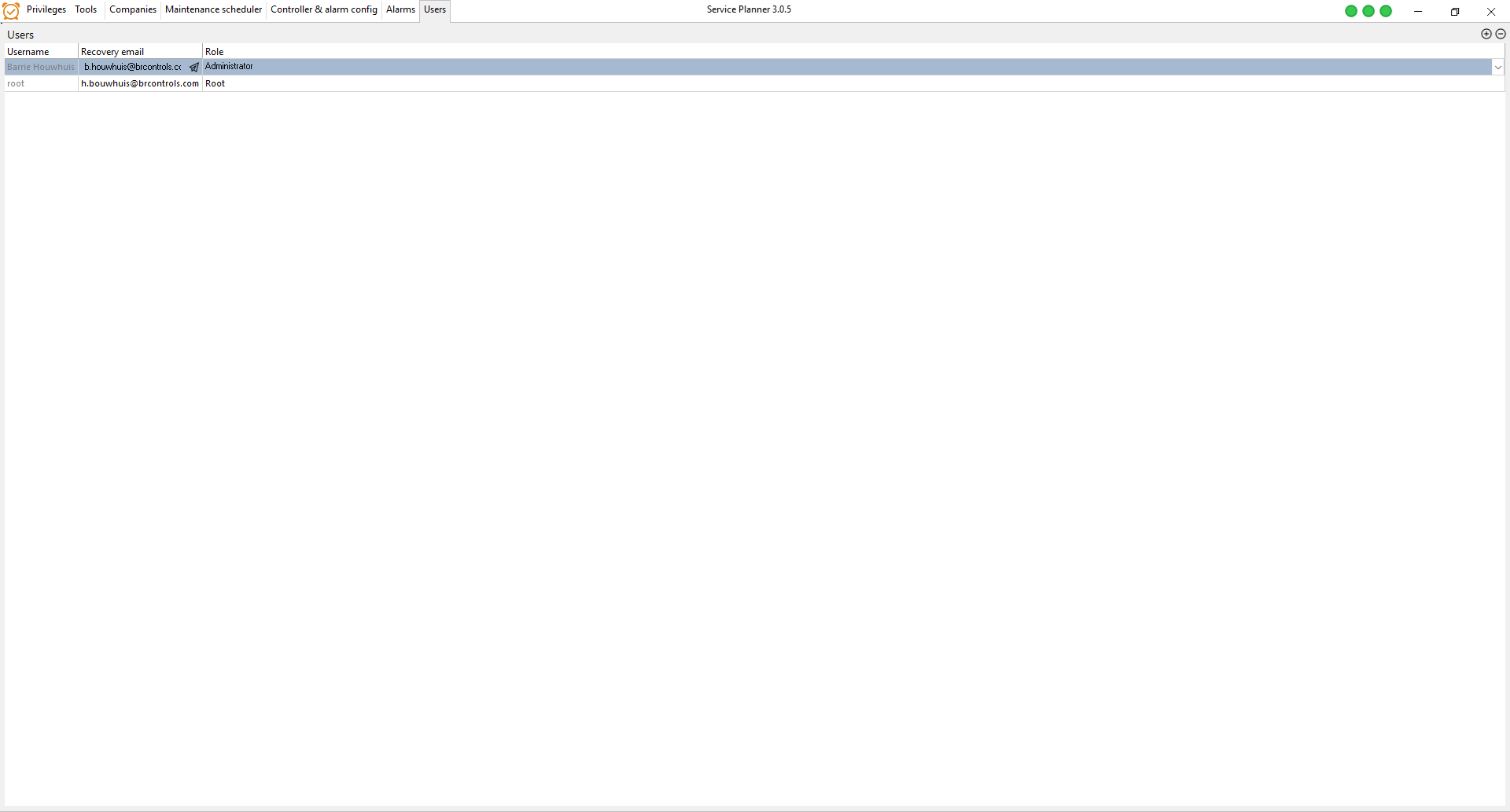 users tab