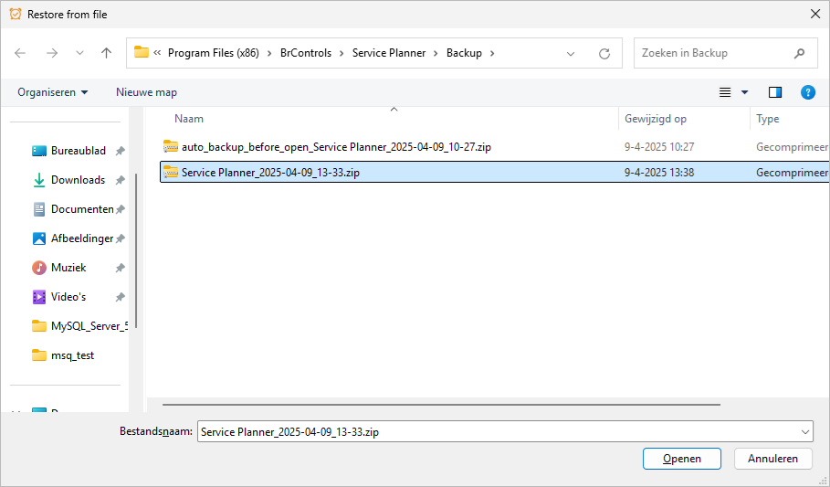 restore from file restore from file