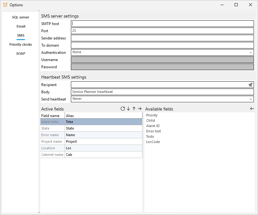 sms server settings sms server settings