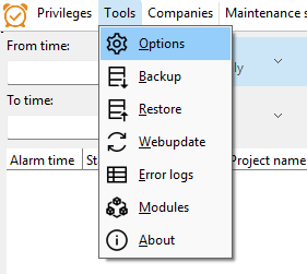 tools->options tools->options