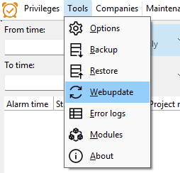 tools->webupdate tools->webupdate